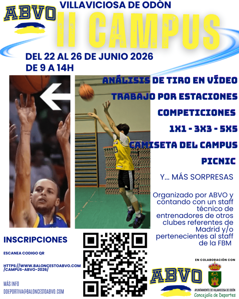 Campus de baloncesto del 22 al 26 de junio 2026 en Villaviciosa de Odón, madrid