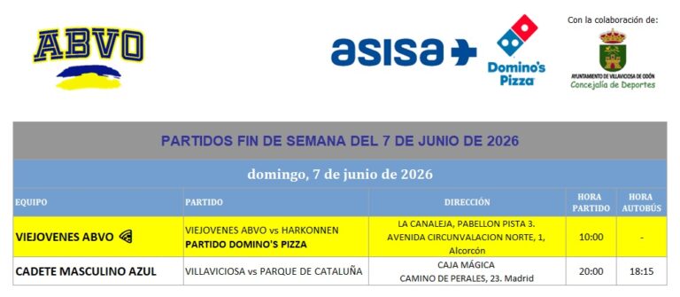 PARTIDOS FIN DE SEMANA DEL 7 DE JUNIO DE 2026